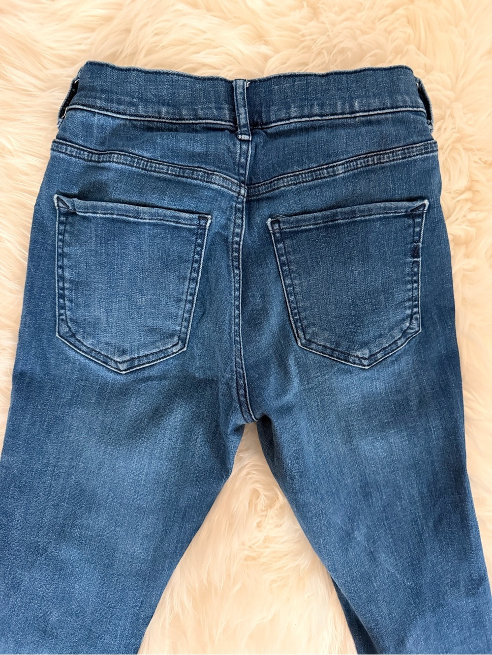 Express High-Rise Button-Fly Jeans in Dark Blue Denim - Picture 5 of 6